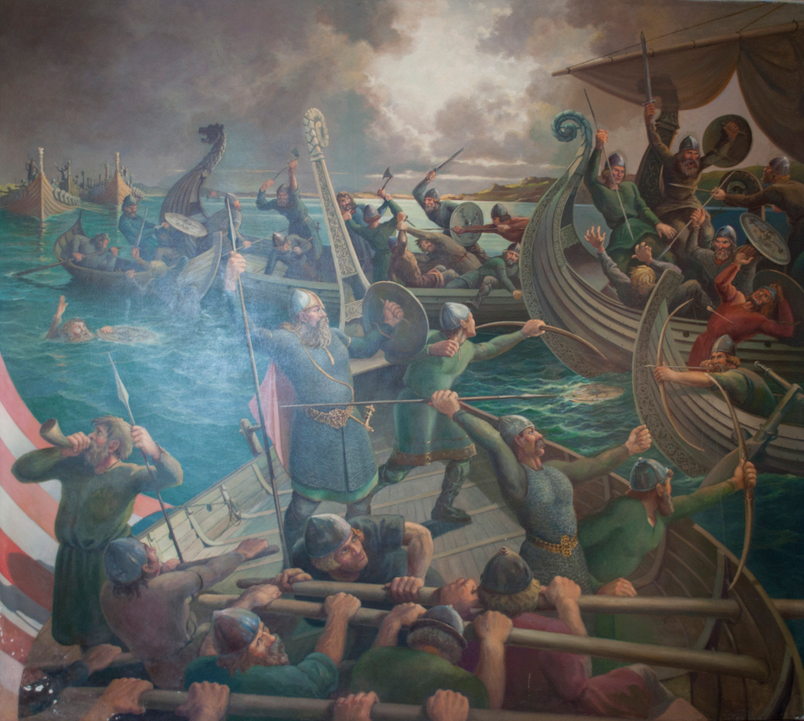 Sverre Nesheims maleri, slaget i Hafrsfjord